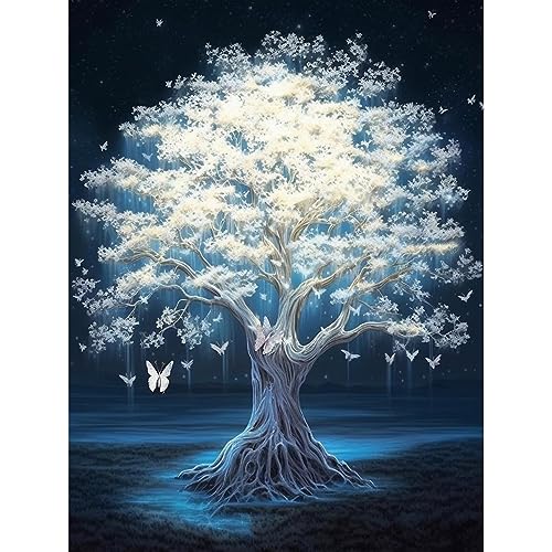 AIRDEA DIY Baum des Lebens Diamond Painting Set Erwachsene Kinder, Weißer Baum Diamant Painting Bilder 5D Fantasie Diamant Kunst Diamant Malerei Set Cross Stickerei Malerei Kits für Heimdekor 30x40 cm von AIRDEA