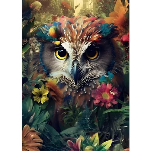 AIRDEA DIY Eule Diamond Painting Set Erwachsene Kinder, Diamant Painting Bilder 5D Fantasie Diamant Kunst Blumen Diamant Malerei Set Cross Stickerei Malerei Kits für Heimdekor 30x40 cm von AIRDEA