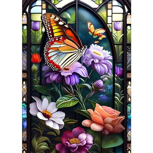 AIRDEA DIY Schmetterling Diamond Painting Set Erwachsene Kinder, Diamant Painting Bilder 5D Glasmalerei Blumen Diamant Kunst Diamant Malerei Set Cross Stickerei Malerei Kits für Heimdekor 30x40 cm von AIRDEA