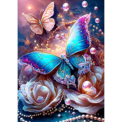 AIRDEA DIY Schmetterling Diamond Painting Set Erwachsene Kinder, Perle Diamant Painting Bilder 5D Diamant Kunst Traumland Diamant Malerei Set Cross Stickerei Malerei Kits für Heimdekor 30x40 cm von AIRDEA