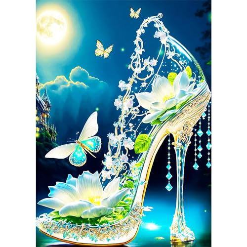 AIRDEA High Heel Blumen Diamond Painting, Diamant Painting Bilder, DIY Cross Stickerei Malerei Kits, Wohnzimmer Schlafzimmer B¨¹ro Wand Und Eingang Dekoration 30x40cm von AIRDEA