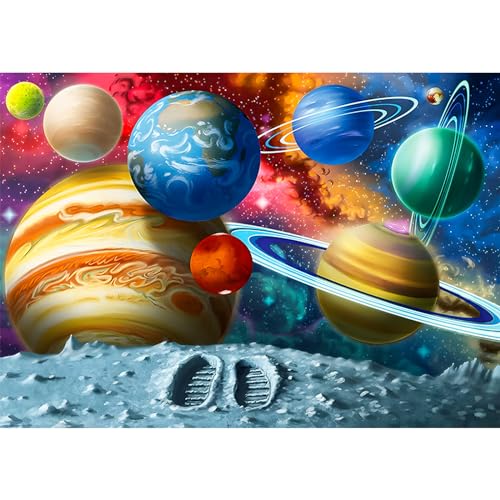 AIRDEA Weltraum Planeten Universums Fußabdruck Diamond Painting Erwachsene, 5D DIY Diamond Painting Bilde Malerei Kits für deko wohnzimmer, wanddeko, deko schlafzimmer 40x30cm von AIRDEA