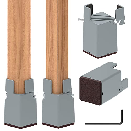 AIRUJIA Möbelerhöhung 10cm, Betthöher, Tischerhöher, Stuhlerhöher fügt 4 Zoll Höhe, Sofaerhöher für Quadrat/Runde Durchmesser 28-60 mm Stuhlbein, Betthöher mit Schraubklemme Grau von AIRUJIA