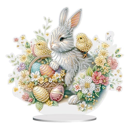 AISEN 5D DIY Diamond Painting Osterdeko Osterhase Ornament, Diamant Malerei Tischdeko Ostern Deko Ostereier Geschenk (N) von AISEN