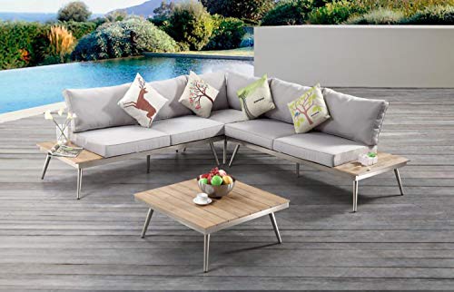 AISER Royal Garten Lounge Set -Barbados- Luxuriöse Sitzecke mit Kaffee Tisch aus hochwertigem Misanbar Kunstholz Gartenmöbel Set von AISER