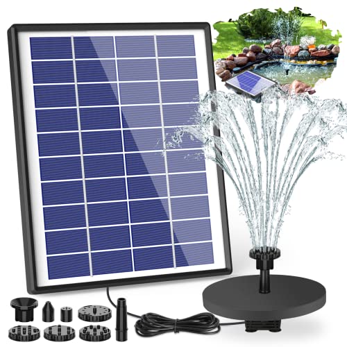 AISITIN Springbrunnen mit 6.5W Solar Panel Eingebaute1500 mAh Batterie Teichpumpe Wasserpumpe Schwimmender Fontäne Pumpe mit 6 Fontänenstile für Garten,Wasserspiele,Vogel-Bad,Teich von AISITIN