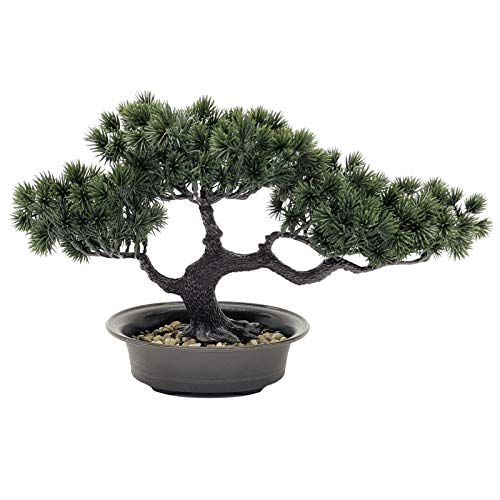 AIVORIUY Bonsai Baum Künstlich Gefälschte Pflanzen Dekoration Zimmerpflanzen in Töpfen Japanische Kiefer Kunststoff Pflanzen 19 cm Hoch für die Hauptdekoration als Desktop Display Zen Dekoration von AIVORIUY