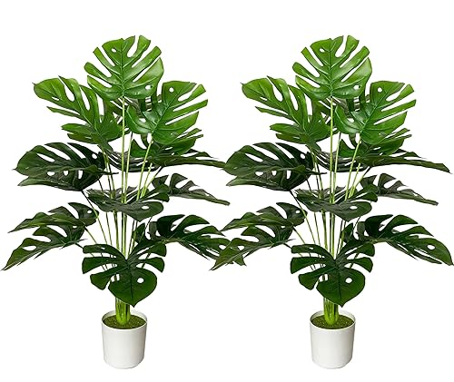 AIVORIUY Künstliche Pflanze im Topf Seidenblumen Grün Kunstpflanzen Groß Fake Seidenpflanze Zimmerpflanze Kunststoff Pflanze Büropflanze Deko Wohnzimmer Balkon Garten (75cm Große Monstera) von AIVORIUY