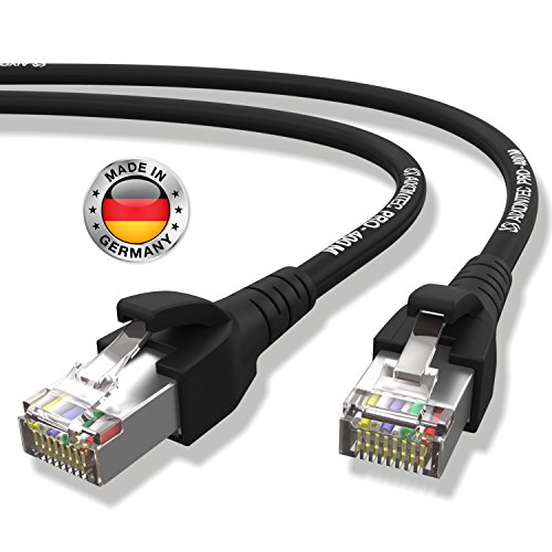 AIXONTEC® 0,5Meter CAT6 High-Speed LAN-Netzwerk-Gigabit-Ethernet-Kabel geschirmt halogenfrei schwarzer Premium RJ45-Stecker 10/100/1000Mbit/s Draka-Gigabit-Patch-FTP-Kabel Hergestellt in Deutschland von AIXONTEC