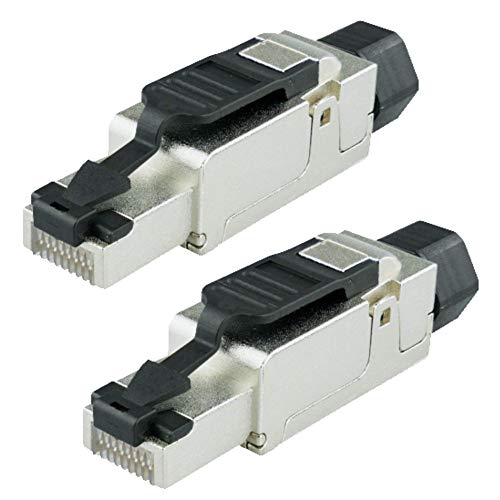 AIXONTEC 2X RJ45 Stecker | Cat.5 /Cat.6 /Cat.7 /Cat.7a Crimp-Steckverbinder Installationskabel mit Einfädelhilfe | RJ45 Crimpstecker Cat7 AWG23 Werkzeuglose Installation | Deutsche Montageanleitung von AIXONTEC