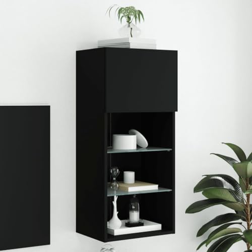 AJJHUUKI Heimartikel, TV-Schrank mit LED-Lichtern, schwarz, 40,5 x 30 x 90 cm, passend für Möbel von AJJHUUKI