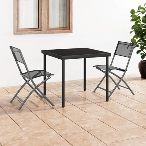 AJJHUUKI Heimartikel, zusammenklappbare Outdoor-Stühle, 2 Stück, schwarzer Stahl und Textil, Anzugmöbel von AJJHUUKI