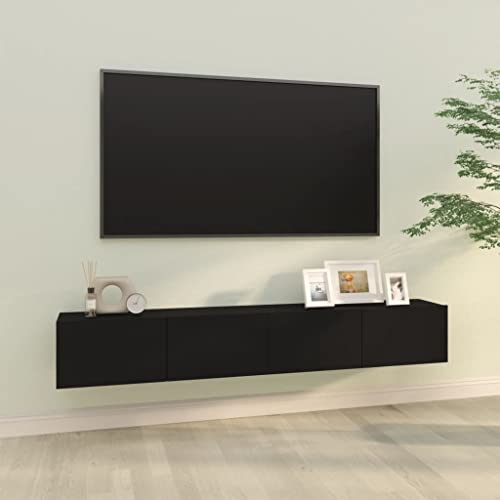 AJJHUUKI Home Outdoor OthersWall TV-Schränke, 2 Stück, schwarz, 100 x 30 x 30 cm, Holzwerkstoff von AJJHUUKI