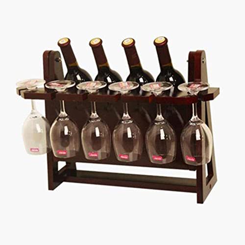 Weinregal aus Holz, freistehendes Weinlagerregal, Tisch-Weinregal – Weinglasregal bietet Platz für 4 Flaschen Rotwein, zum Aufhängen von 6 Weingläsern – B (A) hoffnungsvolle Vision Beauty Comes von AJYBYUKJ