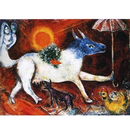 AJYSD HQPLB Marc Chagall Poster Kuh Halten Regenschirm Drucke Marc Chagall Wandkunst Vintage Leinwand Malerei Für Wohnzimmer Wohnkultur Bilder 20x30cmx1 Kein Rahmen von AJYSD HQPLB