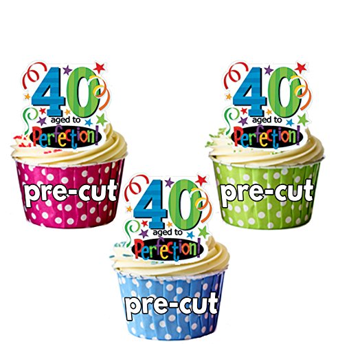AK Giftshop Essbare Cupcake-Dekoration zum 40. Geburtstag, vorgeschnitten, 12 Stück von AK Giftshop