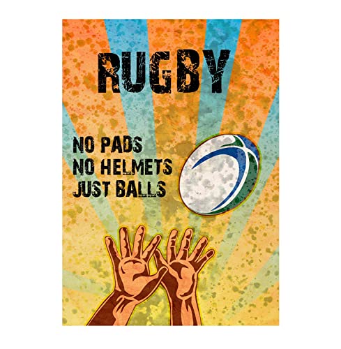 Rugby-Poster A4 (ungerahmt) – keine Pads, keine Helme, Just Balls von AK Giftshop