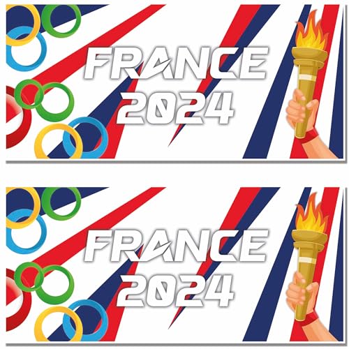 Sommerspiele 2024 Frankreich Banner Poster Sport Dekorationen (2 Stück) von AK Giftshop