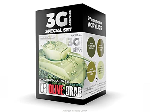 AK Acrylics 3Gen AVF SET AK11643 MODULATION US OLIVE DRAB 3G (4x17ml) von AK Interactive