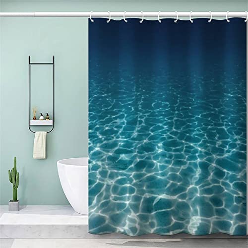 AKATIE Duschvorhang Anti Schimmel 240x200 3D Motiv Wasserdicht Shower Curtain Blaues Meer Meer Ozean Badewanne Vorhang Polyester mit 12 Haken von AKATIE