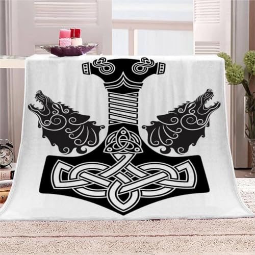 AKATIE Wikinger Kuscheldecke 180x220 Wohndecke 3D Hammer Flanelldecke Groß Hochwertige Sommer Winter Warme Bett Wohndecke Sofaüberwurf Decke Tagesdecke von AKATIE