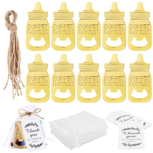 10 Stück FlaschenöFfner für Babyparty Gastgeschenke Taufe Babyparty Taufe Gastgeschenk Geburtstagsfeier-Andenken-Dekoration Babyflaschenform Gastgeschenke für Babypartybevorzugung (Gold) von AKONE