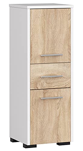 AKORD Badezimmerschrank schränke | Badezimmer kommode | FIN 85 2D1SZ, 2 Türen und 1 Schublade, B30 x H85 x T30 cm, Gewicht 25 kg, auch als Hängeschrank für Wandmontage verwendbar AKORD Badezimmerschrank schränke | Badezimmer kommode | FIN 85 2D1SZ, 2 Türen und 1 Schublade, B30 x H85 x T30 cm, Gewicht 25 kg, auch als Hängeschrank für Wandmontage verwendbar von AKORD