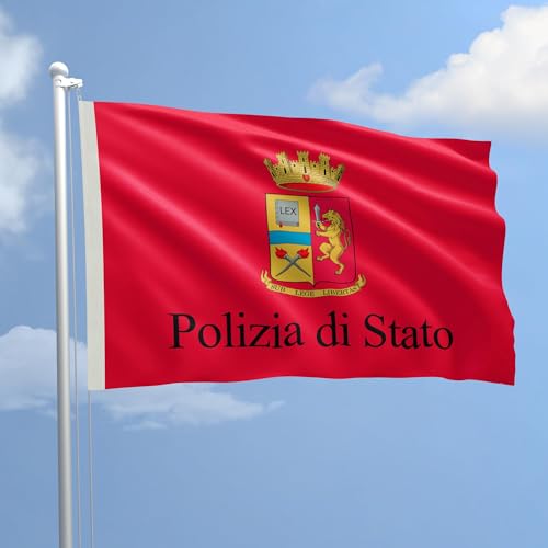 Flagge der Staatspolizei 200 x 300 cm aus nautischem Polyester 115 g/m² mit doppelter umlaufender Falte, Seil und Mantel. Geeignet sowohl für IN/OUT DOOR von AL PRODUCTION