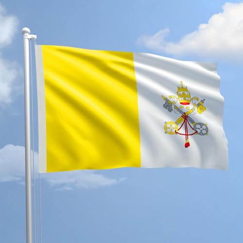 Vatikanische Flagge 200 x 300 cm aus nautischem Polyester 115 g/m² mit doppelter Umfaltung, Seil und Ummantelung. Geeignet sowohl für IN/OUT DOOR von AL PRODUCTION