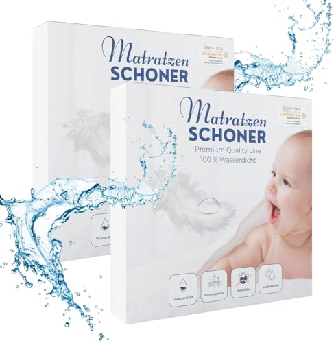 Alavya Home® Wasserdichter Matratzenschoner 60x120 im 2er Set bis 30 cm Höhe | Ultimativer Nässeschutz 60x120 cm | Oeko-Tex Zertifiziert, Atmungsaktiver Matratzenbezug mit Baumwolle, ohne Knistern von ALAVYA HOME