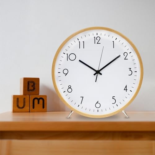 ALEENFOON 12 Inch Holz Uhr Modern Leise Wanduhren 30cm Tischuhr für Wohnzimmer Küche Ohne Tickgeräusche Innenuhr Nicht Tickende Wanduhren Hängende Uhr (Weiß) von ALEENFOON