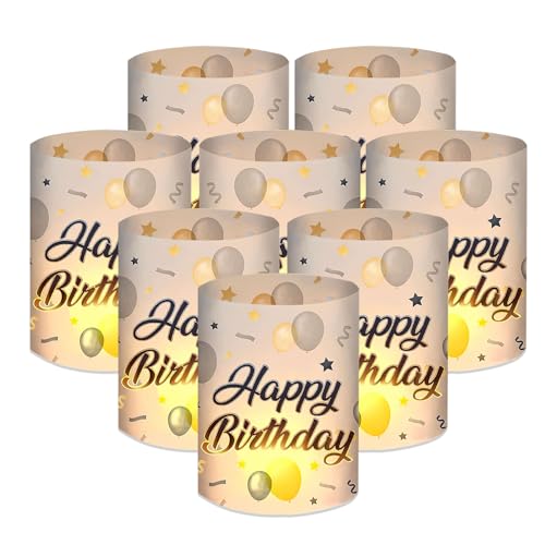 8 Stück Ballon Tischdeko Geburtstag, Happy Birthday Ballon Tischdeko für Junge und Mädchen, Schön DASS Du Da Bist, ideal als Tischdeko für Jede Feierlichkeit, Geeignet für Teelichter oder Kerzen von ALLAVA