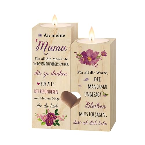 ALLAVA Geschenke für Mama, Kerzenständer Holz, Geburtstagsgeschenk für Mama, Beste Mama Geschenk, Mama, Muttertagsgeschenk Mama (An Meine Mama) von ALLAVA