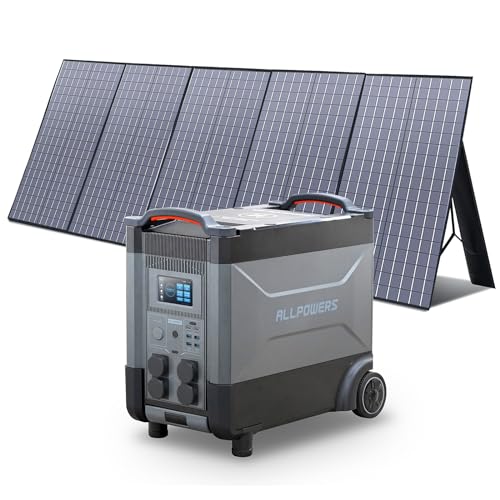 ALLPOWERS R4000 Tragbarer Powerstation mit 400W Solarpanel, Solargenerator 3600Wh LiFePO4 Batterie mit 4000W AC Ausgang, Tragbare Heimbatterie für RV, Camping, Wohnmobil, Haus Stromausfälle von ALLPOWERS