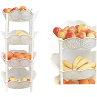 Obst Etagere Ständer Korb stapelbare Aufbewahrungskörbe 39x39x82cm Küchen Organizer 213021 Weiß von ALMINA