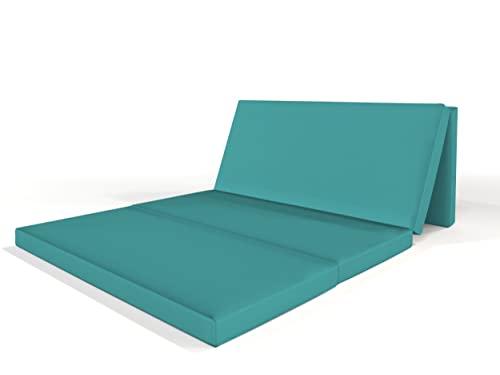 ALOHA Klappmatratze, Gästematratze, 4-teilige Faltmatratze zusammenklappbar Matratze mit Transporttasche Farbe und Größe wählbar (Turquoise Blue / 115cm x 195cm x 8cm) von ALOHA