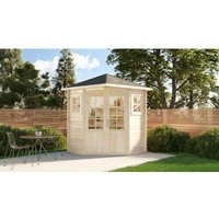 5-Eck Gartenhaus Modell Sunny-A aus Holz Gartenhütte Wandstärke: 28 mm Geräteschuppen, Naturbelassen - Naturbelassen - Alpholz von ALPHOLZ