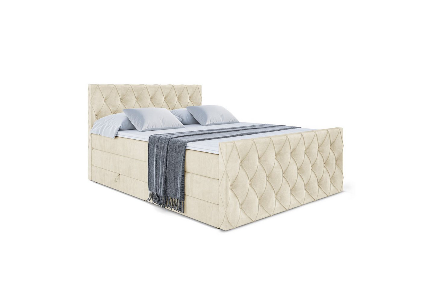 ALTDECOR Boxspringbett AMAY KING (Multipocket-Matratze H4 und H3 Matratze Bonellfederung Topper Kopfteil) von ALTDECOR