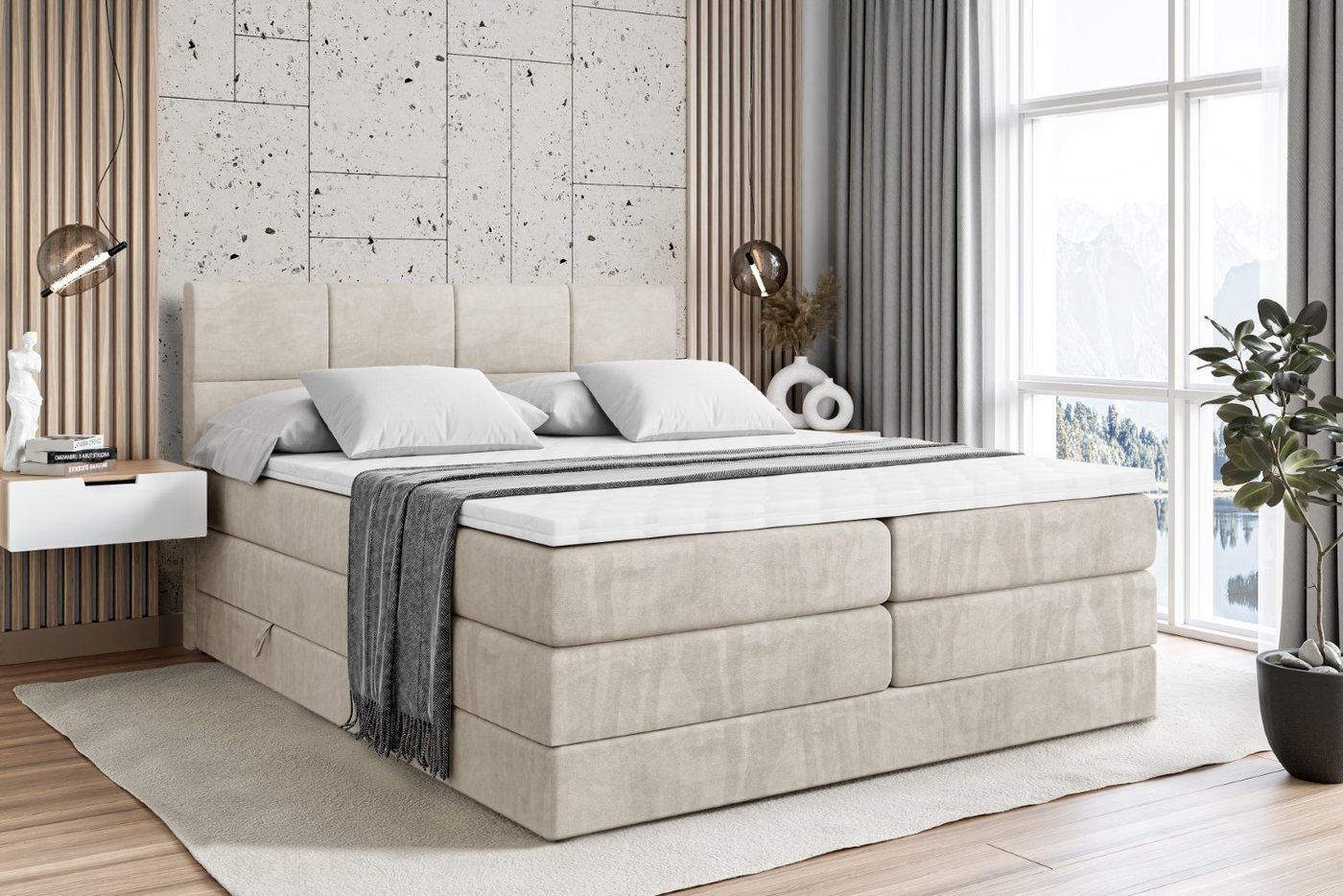 ALTDECOR Boxspringbett ARDENI KING (Multipocket-Matratze H4 und H3 Matratze Bonellfederung Topper Kopfteil) von ALTDECOR