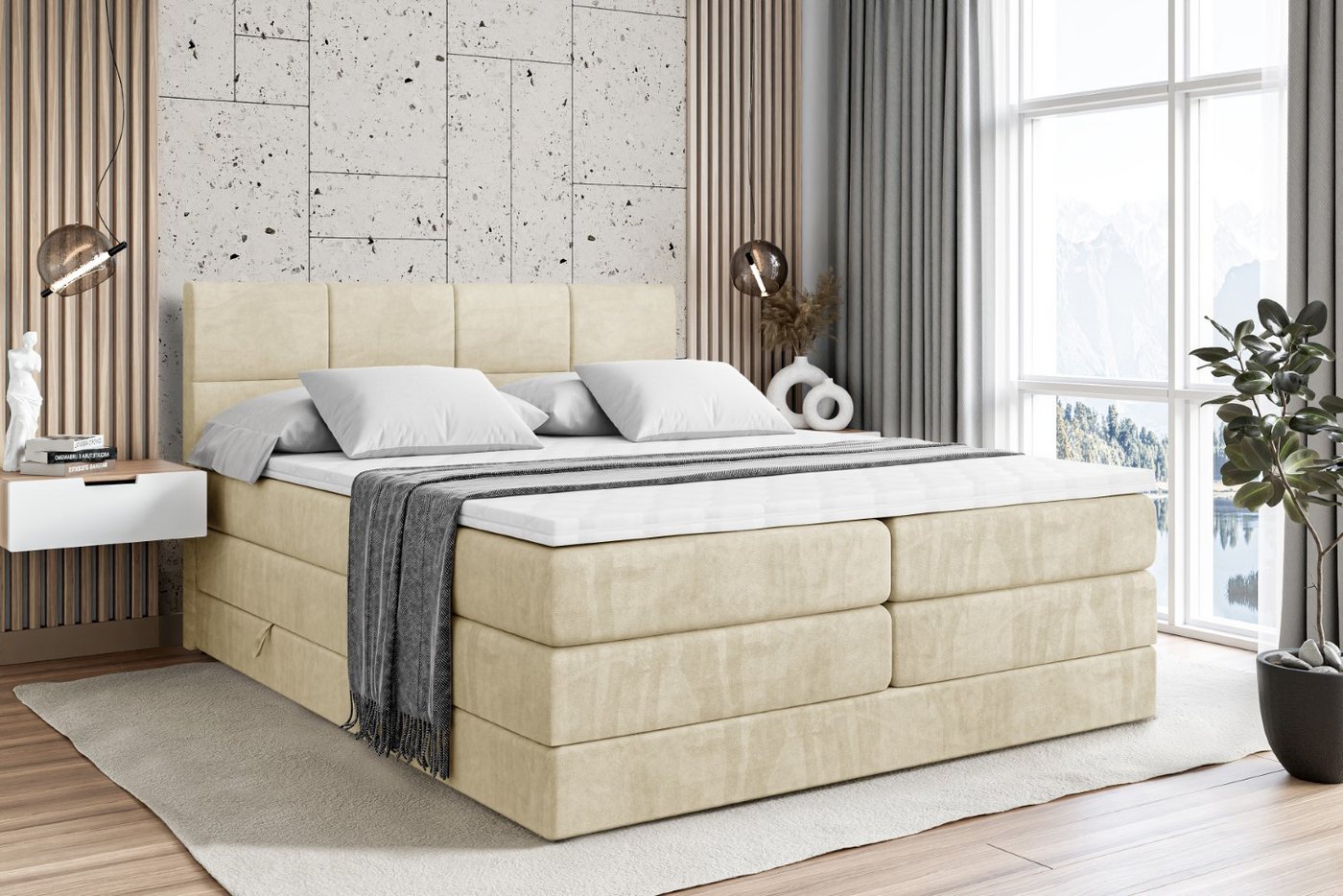 ALTDECOR Boxspringbett ARDENI KING (Multipocket-Matratze H4 und H3 Matratze Bonellfederung Topper Kopfteil) von ALTDECOR