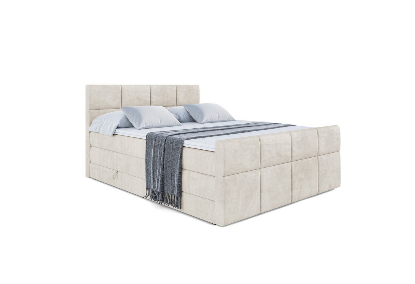 ALTDECOR Boxspringbett ARDENI-Z KING (Multipocket-Matratze H4, H3 Matratze Bonellfederung, Topper, Kopfteil) von ALTDECOR