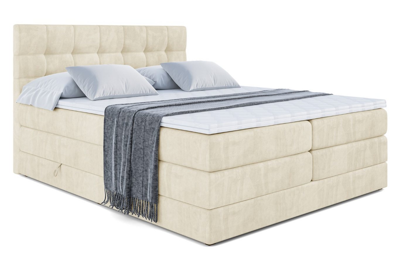 ALTDECOR Boxspringbett BERO KING (Multipocket-Matratze H4 und H3 Matratze Bonellfederung Topper Kopfteil) von ALTDECOR