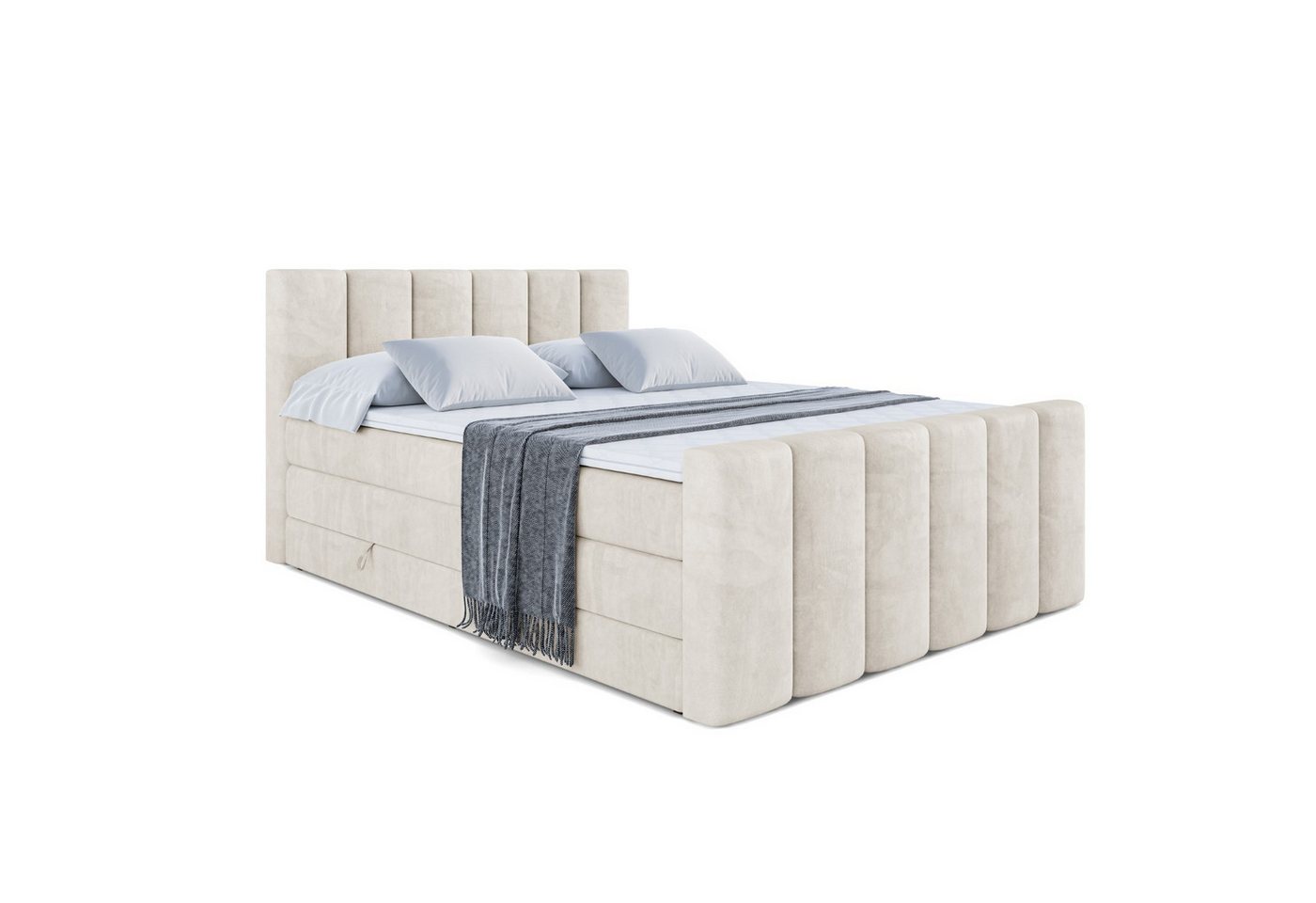 ALTDECOR Boxspringbett BOXI1-Z KING (Multipocket-Matratze H4 und H3 Matratze Bonellfederung Topper Kopfteil) von ALTDECOR