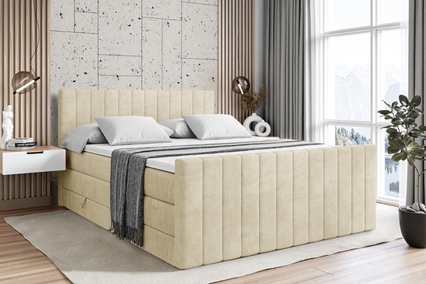 ALTDECOR Boxspringbett EDITA-Z KING (Multipocket-Matratze H4 und H3 Matratze Bonellfederung Topper Kopfteil) von ALTDECOR