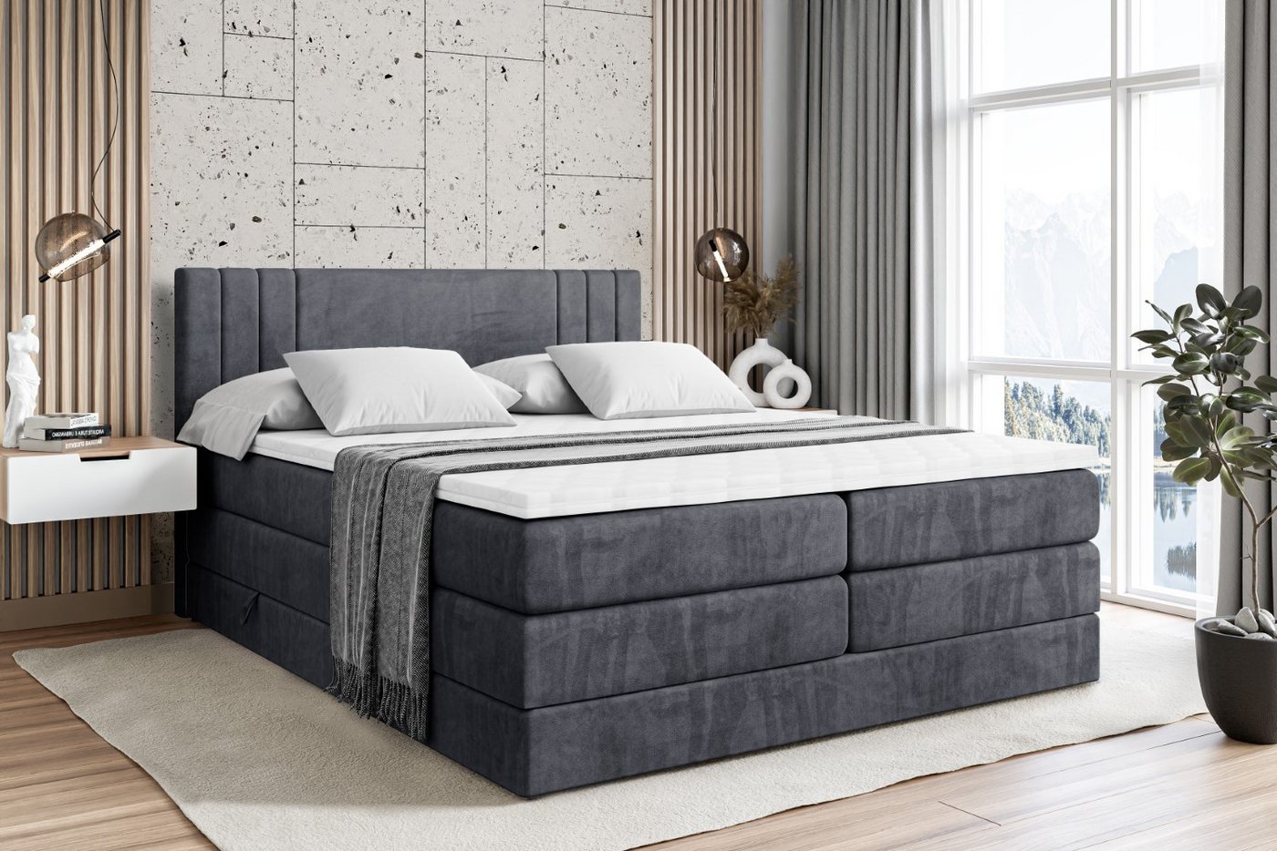 ALTDECOR Boxspringbett IDRIKO KING (Multipocket-Matratze H4 und H3 Matratze Bonellfederung Topper Kopfteil) von ALTDECOR