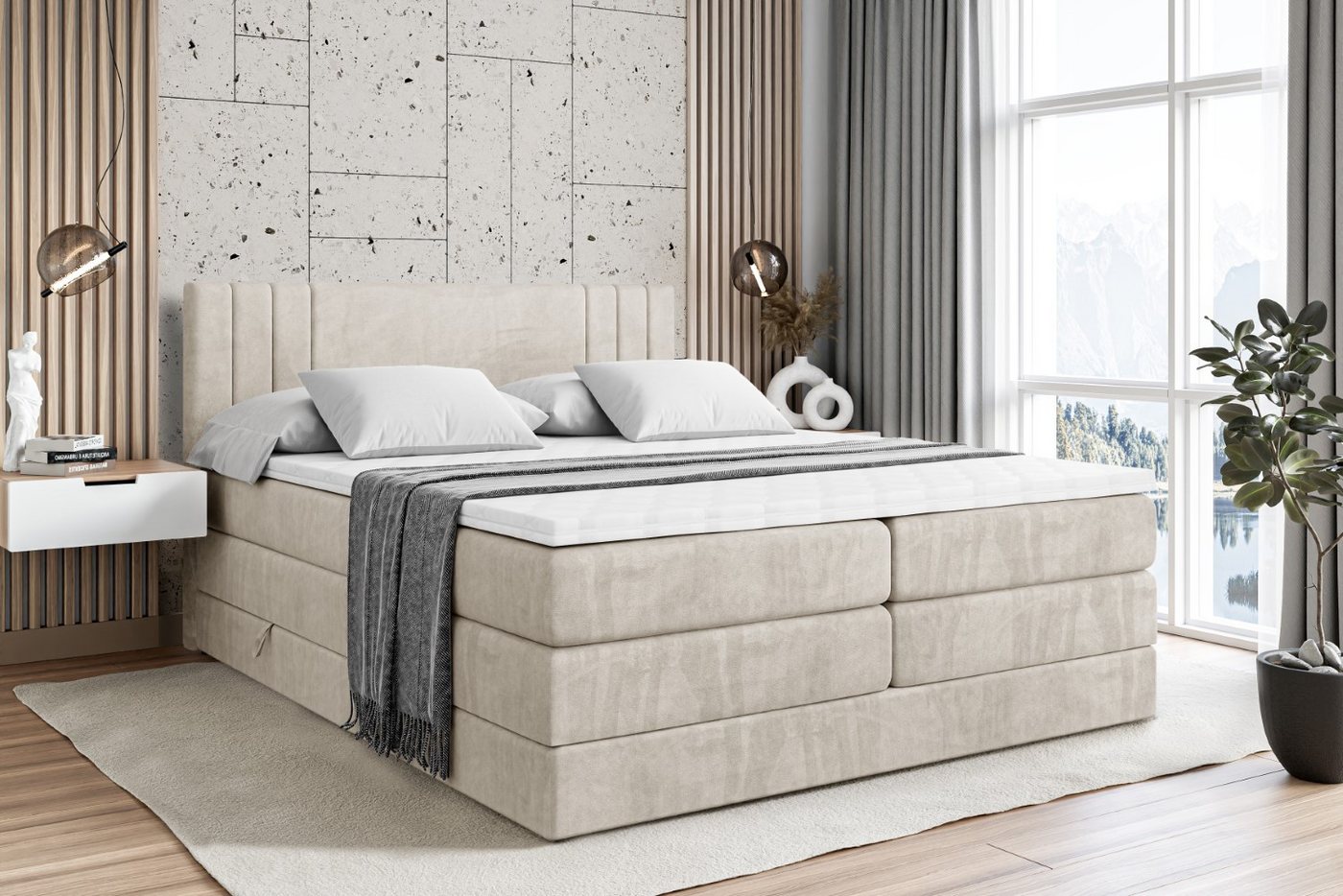 ALTDECOR Boxspringbett IDRIKO KING (Multipocket-Matratze H4 und H3 Matratze Bonellfederung Topper Kopfteil) von ALTDECOR