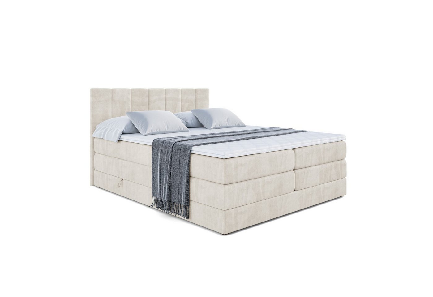 ALTDECOR Boxspringbett MOETI KING (Multipocket-Matratze H4 und H3 Matratze Bonellfederung Topper Kopfteil) von ALTDECOR