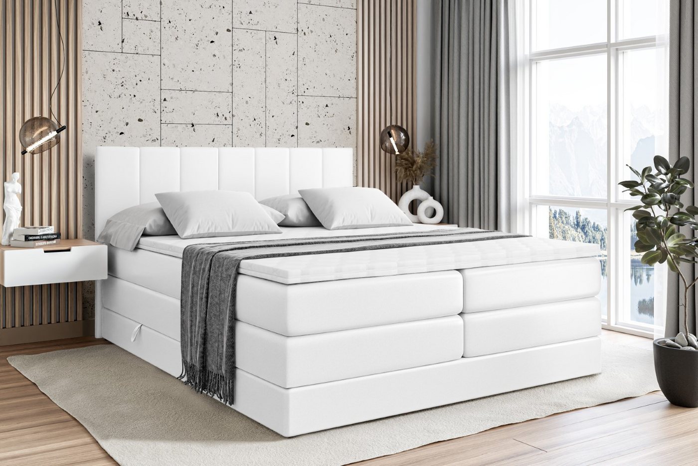 ALTDECOR Boxspringbett MOETI KING (Multipocket-Matratze H4 und H3 Matratze Bonellfederung Topper Kopfteil) von ALTDECOR