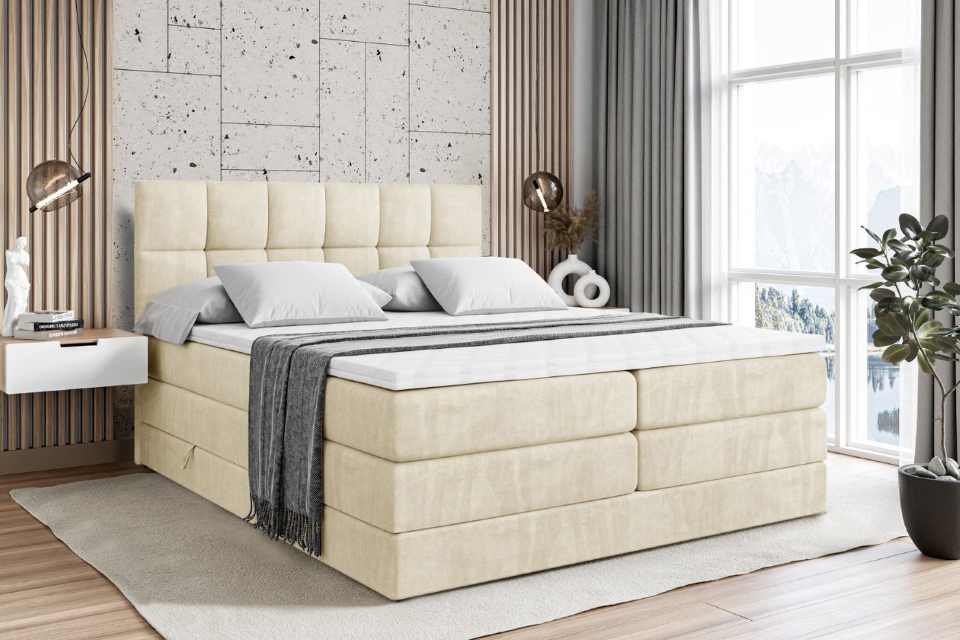 ALTDECOR Boxspringbett RICAR KING (Multipocket-Matratze H4 und H3 Matratze Bonellfederung Topper Kopfteil) von ALTDECOR