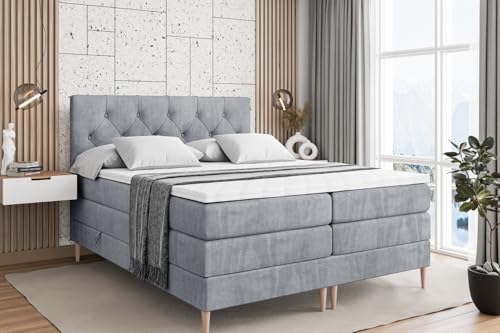 ALTDECOR Boxspringbett mit Holz Füßen, Matratze und Lattenrost, Topper, Polsterbett mit Bettkasten, Bett mit Stauraum H3- und H4- Matratze, Doppelbett -Mirage-FD KING-180x200 - Grau Casablanca ALTDECOR Boxspringbett mit Holz Füßen, Matratze und Lattenrost, Topper, Polsterbett mit Bettkasten, Bett mit Stauraum H3- und H4- Matratze, Doppelbett -Mirage-FD KING-180x200 - Grau Casablanca von ALTDECOR